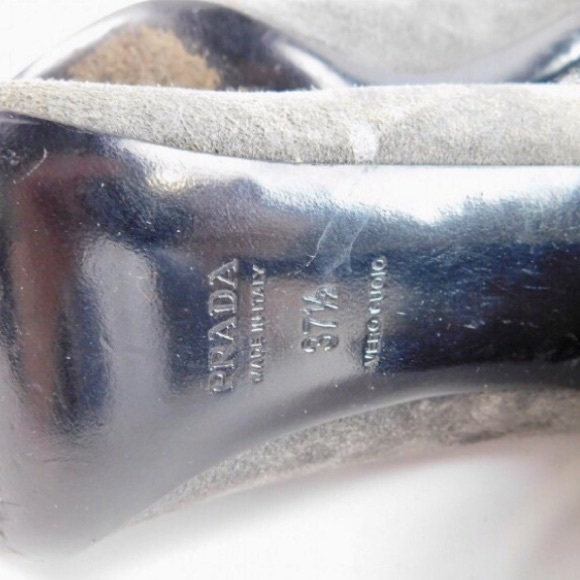 Prada Slate Grey Suede Heels Size 7 (37.5) - Picture 4 of 5